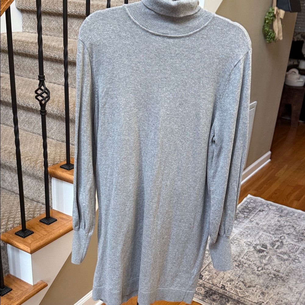 Wayf Gray Turtleneck Sweater Dress